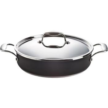 Tartera Magefesa Forte 28 cm con Tapa, Acero Inoxidable 18/10, Compatible con Inducción y Todo Tipo de Cocinas, Lacado Exterior Negro