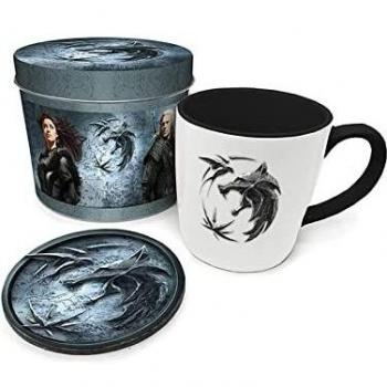 The Witcher - Juego de regalo con taza y posavasos en lata de regalo reutilizable