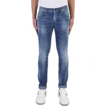Dondup Blue Cotton Jeans - Slim-fit, Male, Size W32, Skinny Fit, Low Waist, Light Blue