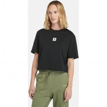 Camiseta de Mujer Timberland de Manga Corta con Logo Multicapa Negra (Tamaño S)