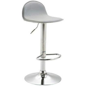 Taburete de Bar Lana V2 con Estructura de Metal, Asiento Giratorio y Tapizado en Simil Cuero Gris, Altura Ajustable y Reposapiés