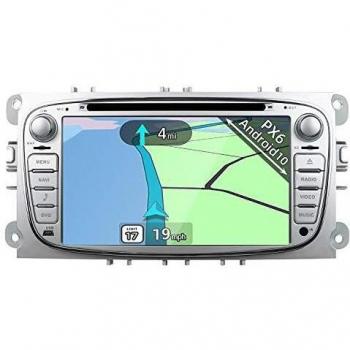 YUNTX PX6 Android 10 Autoradio Compatible con Ford Focus/Mondeo/Galaxy/Cmax - 4G+64G - GPS 2 DIN - Cámara Trasera Gratis - Soporte Dab/DVD / 4G / WiFi/Bluetooth 5.0 / MirrorLink/Carplay/HDMI