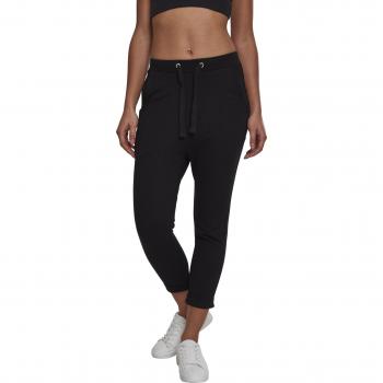 Urban Classics Women's Open Edge Terry Turn Up Pants - Black