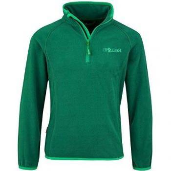 Trollkids Jersey de Polar Nordland con Cremallera para Niños, Color Verde Oscuro Talla 14 años