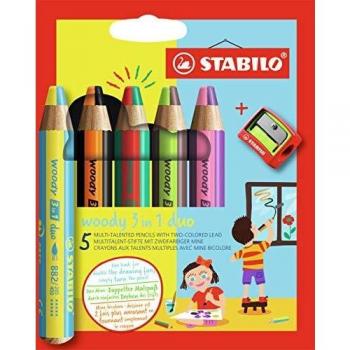 Stabilo woody 3 en 1 duo pack de 5 lapices de colores