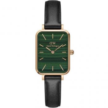 Daniel Wellington Quadro Sheffield Women's Rose Gold Watch with Green Dial and Leather Strap DW00100439