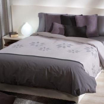 Sancarlos - Funda nordica estampada diseño hoja gris - 3 piezas - bajera ajustable - varias tallas disponibles