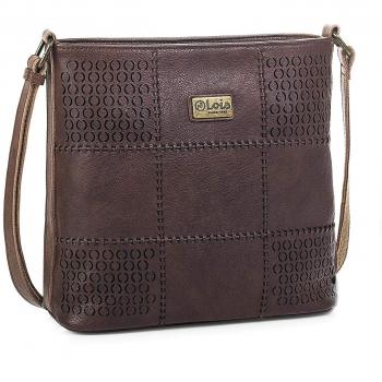 Lois - 96244 Bolso de Mujer Bandolera Ajustable. Cierre Cremallera. Bolsillo detrás con Cremallera. Piel sintética Polipiel, Color Marron