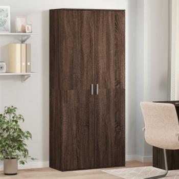 Aparador alto de madera multicapa de roble marrón 80x35x180 cm