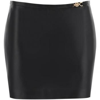 Versace Women's Leather Mini Skirt in Black | Size 42 | 10114141A08403 Color 1B000