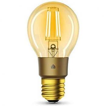 TP-Link KL60 - Bombilla WiFi E27, 5 W, Funciona con Amazon Alexa y Google Home, 450 lúmenes, Regulable, Control Remoto, no Requiere concentrador, Color ámbar, cálido