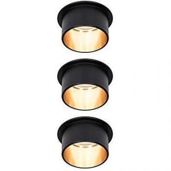 Foco Empotrable LED Gil 3x6W Negro Mate/Oro IP44 Dimmable 2700K