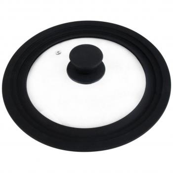 Magefesa Tapa Universal Multidiámetro de 24/26/28 cm con Borde de Silicona Negra y Cristal con Válvula de Vapor