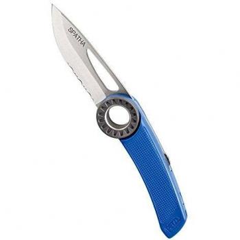 Petzl Spatha Blue Climbing Knife - Multi-functional, Carabiner-Compatible, Stainless Steel