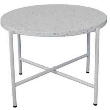 Mesa auxiliar Terrazzo Blanco 60x60x45 cm con base de hierro