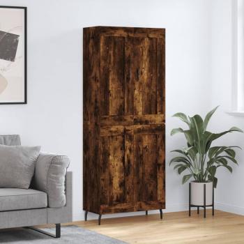 Aparador alto de madera contrachapada roble ahumado 69,5x34x180 cm