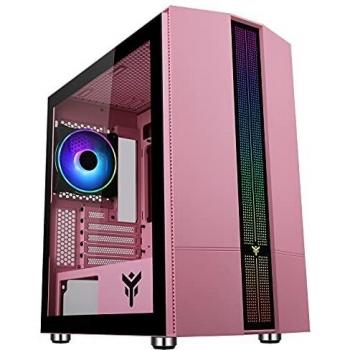 Itek LIFLIG P41 - Mini Torre Gaming Rosa, mATX, Ventilador ARGB de 12cm, 2xUSB3, Panel Lateral de Vidrio Templado