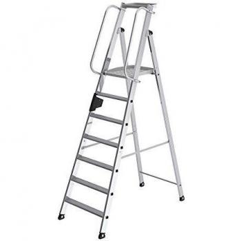 Escalera de Plataforma de Aluminio MUNK con 7 Escalas y Bandeja de Almacenamiento