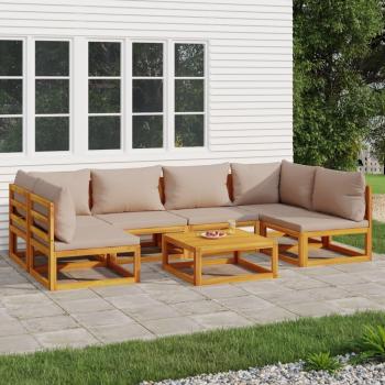 7-Piece Solid Wood Garden Lounge Set with Taupe Cushions
