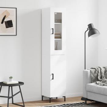 Aparador alto de madera contrachapada blanco 34,5x34x180 cm