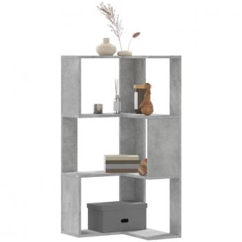 Librería de esquina 3 estantes hormigón gris 50x50x102 cm madera