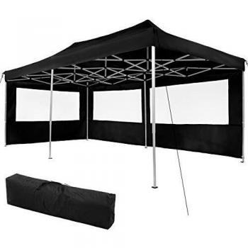 Carpa Viola 3 x 6 m Tectake con 2 paneles laterales, estructura robusta y ligera, regulable en cuatro alturas, dos paneles laterales con ventanas, cenador de jardín con piquetas, carpa