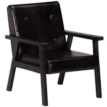 SengentoStyle Fauteuil 61x70x74 cm echt leer zwart