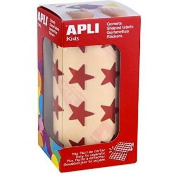 APLI Kids - Rollo de gomets estrella grande, rojo metalizado