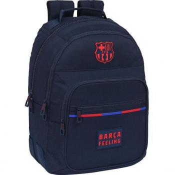 Mochila Escolar con Ruedas y Cantoneras Safta F.C. Barcelona Corporativa Doble Compartimento Adaptable a Carro Azul Marino
