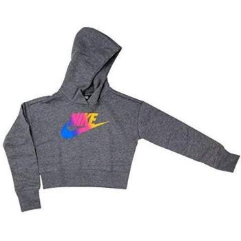 NIKE Sudadera Unisex Infantil FF Crop, Unisex niños, Sudadera, CJ6937, Gris Jaspeado/Blanco, Small
