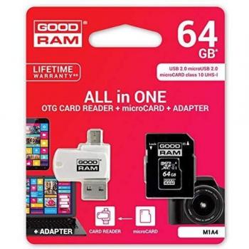 Goodram Micro SD Clase 10 64GB Adapt + Lector Tarj
