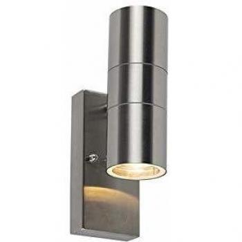 Aplique de pared exterior acero 2 luces IP44 con sensor crepuscular - Duo