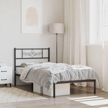 Estructura de cama con cabecero metal negro 90x190 cm Vidaxl