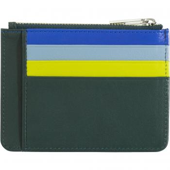 Tarjetero pequeño de hombre Dudu de piel con cremallera, coloridos titulares de tarjetas de crédito, cuero genuino, billetera compacta