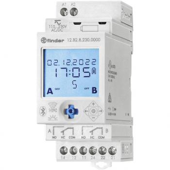 Finder 12.B2.8.230.0000 - Digital time switch, DIN rail mount timer, Astronomical timing, Random timing, 12 months settings, 2 Wechsler, 30A, 400 V/AC