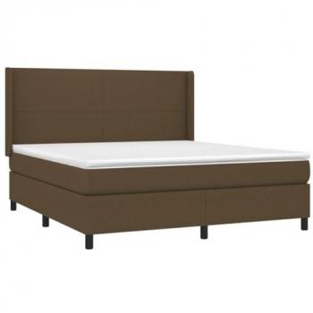 Cama box spring colchón luces LED tela marrón oscuro 160x200cm