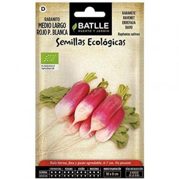 Semillas Ecológicas Hortícolas - Rabanito Medio Largo Rojo Punta Blanca- ECO - Batlle