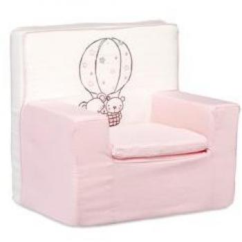 Pirulos Globo - Sillón canvas, 46 x 49 x 27 cm, color blanco y rosa