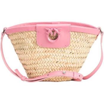 PINKO Hand-woven Raffia Leather Bag Natural Pink, Multicolor, ONE SIZE
