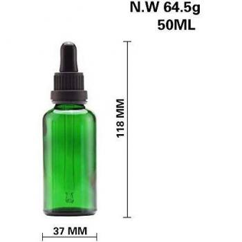Yizhao Verde Frasco Cuentagotas Cristal 50ml, Bote Cuentagotas con [Goteros Cuentagotas Cristal], para Aceite Esencial, Aromaterapia, Fragancia, Aceites Perfume, Masaje,Laboratorio, Boticario - 6Pcs