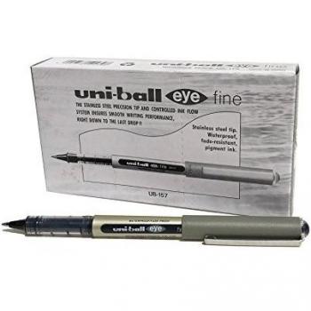 Uniball UB-157 Eye Fine Bolígrafo, tinta negra Uni Súper, punta de 0,7 mm, 12 unidades)