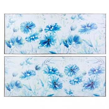 Cabecero de Cama Set 2 Cuadros Flores Con Marco 152x5x62 Cm Multicolor Pintado a mano