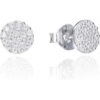 Pendientes Clásica de plata de ley con forma de disco con circonitas de 7 mm
