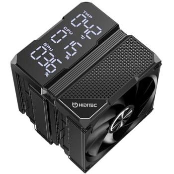 Disipador CPU Hiditec DC40 PRO PWM 12 cm Negro con 6 Heatpipes y 2 Ventiladores de 120 mm para Gaming y Alto Rendimiento