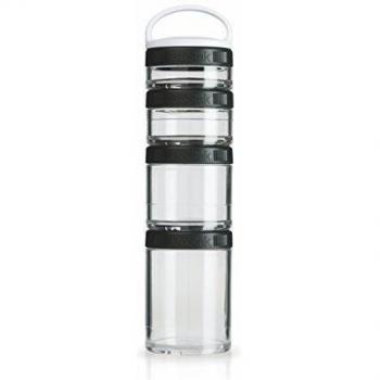 BlenderBottle GoStak Starter 4Pak - Contenedor de la nutrición de acampada y senderismo,  incluyendo manejar, negro