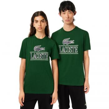 Lacoste - Camiseta Regular Fit para Hombre en Punto de Algodón Grueso Verde