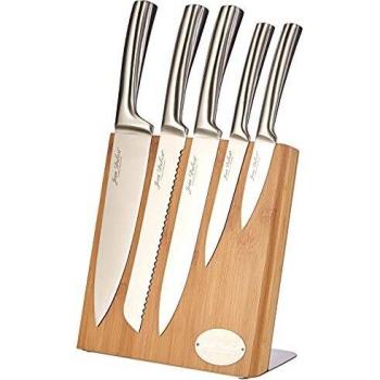 Jean Dubost Meteor Bamboo Magnetic Knife Block Set - Engravable and Personalizable