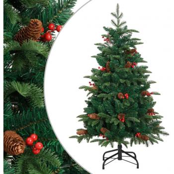 vidaXL Artificial Hinged Christmas Tree with Cones and Berries 150 cm