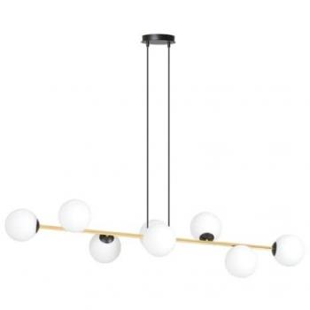 Lámpara de Suspensión Gravity EPIKASA - Acero con recubrimiento de polvo y vidrio, Negro, Oro, Blanco, 140x100x29 cm