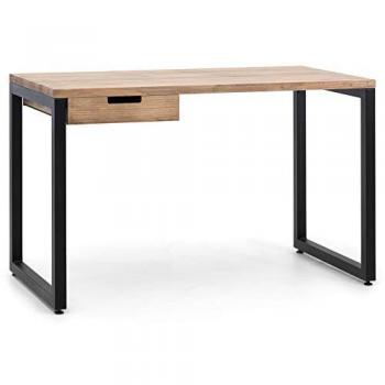 Mesa Industrial iCub Strong Eco 1 Cajón 120x60x73cm Negra en Madera Maciza de Pino Acabado Vintage
